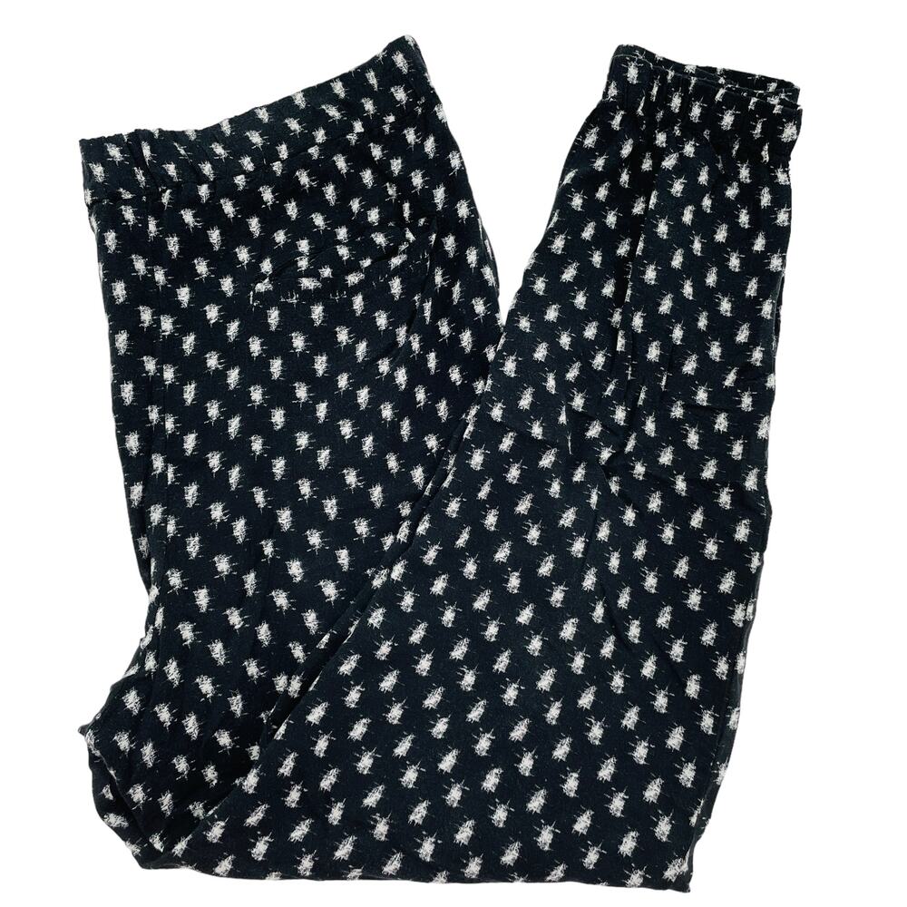 Free People Black White Polka Dot Pull On Loose Fit Flowy Joggers Women Sz S